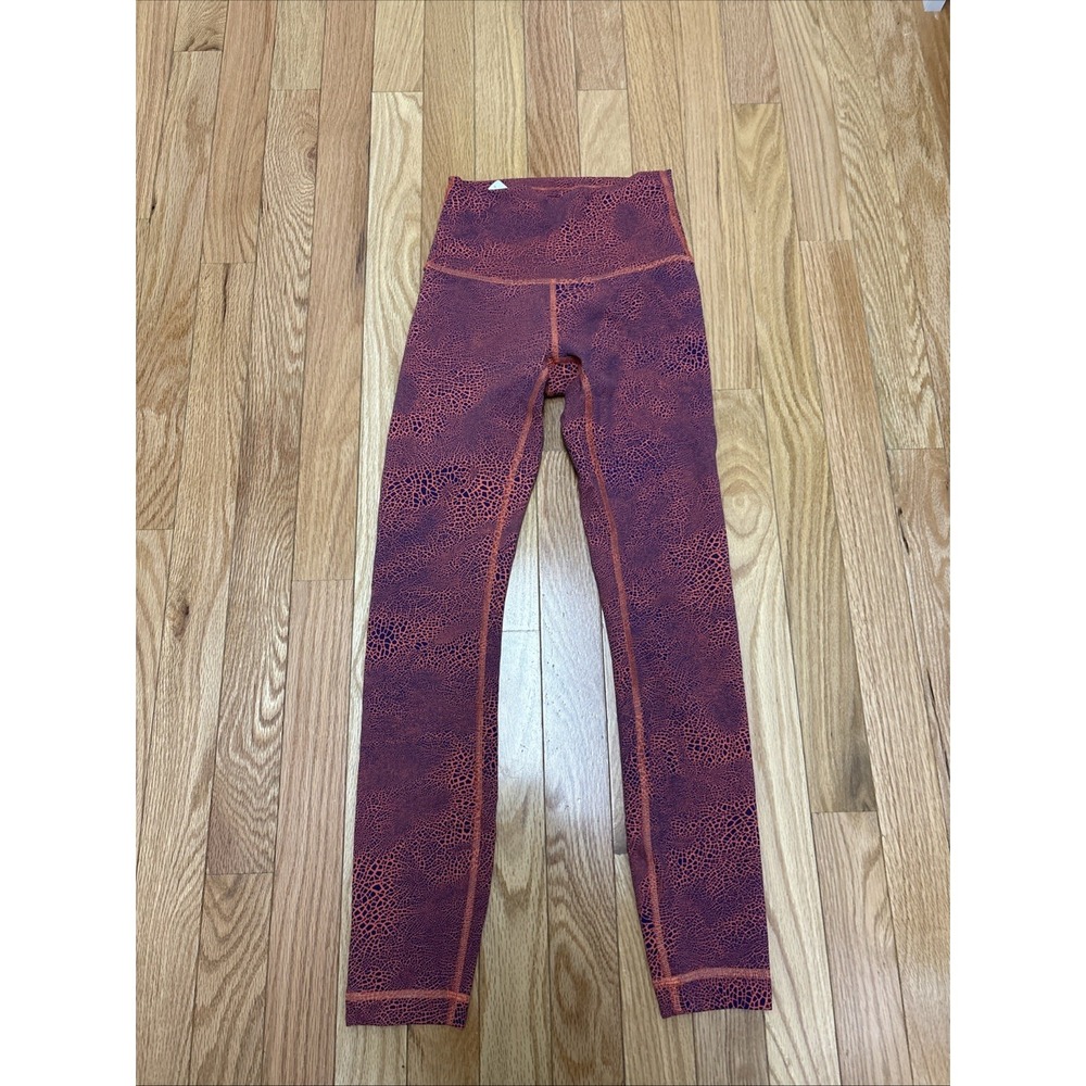 Lululemon Wunder Under "Crackle Glaze Vintage Orange Larkspur" - Size 2